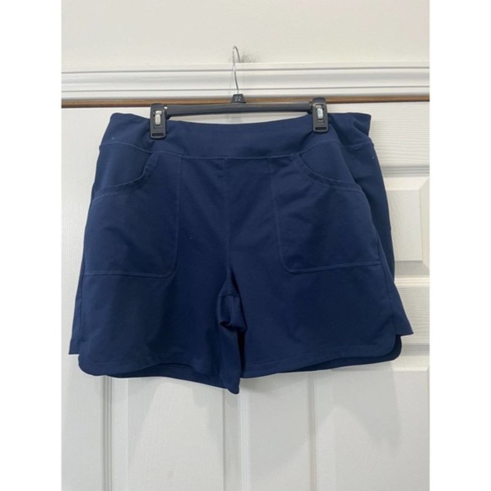 Lands End Womens Shorts Active Moisture Wicking Mid Rise Deep Sea Navy Size XL